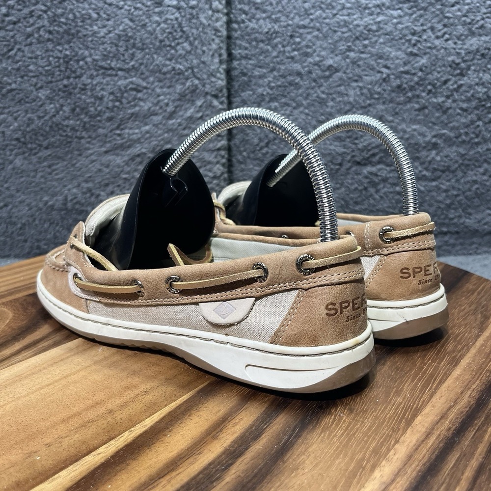 Sperry Top Sider Shoes Womens 7 Songfish Linen Oat‎ Sliver Boat Shoe Lace Up - Picture 8 of 11